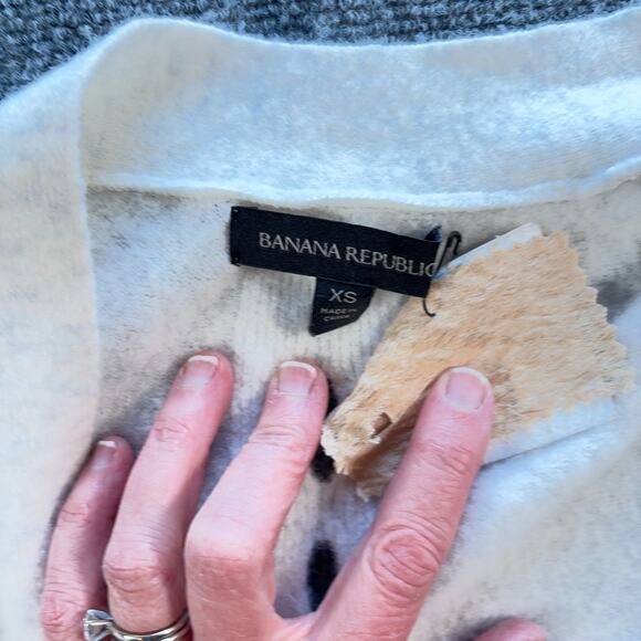 Banana Republic Wool Alpaca Blend Open Front Cardigan Sweater XS White Pockets - Picture 5 of 9
